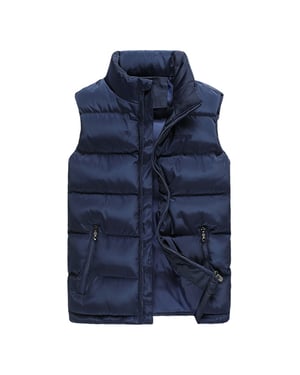 Heren effen kleur casual opstaande kraag gewatteerde bodywarmers blauw