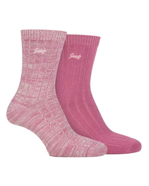 Dames Wandelsokken | Jeep | 2-Pack Hoogwaardige Polyester Hardloopsokken - Cerise / Crème