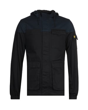 Lyle & Scott gitzwart jack met contrasterend juk