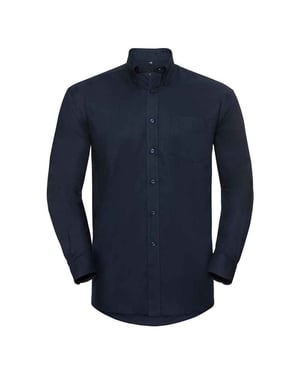 Russell Collection Heren Oxford Formeel Overhemd Met Lange Mouwen (Heldere marine)