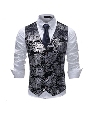 Slim-fit gilet met print, enkele rij knopen, zilver