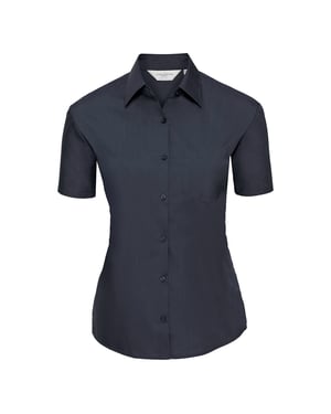 Russell Collection Dames/Dames Klassiek Polycotton Easy-Care Overhemd met Korte Mouwen (Franse marine)