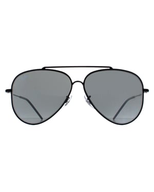Ray-Ban Aviator Unisex Zwart Zilver Spiegel RB0101S Aviator Achterzijde