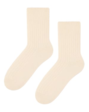 Steven - 1 Paar Dames Wol Jurk Sokken - Thermische Gebreide Sokken voor Winter - Ecru