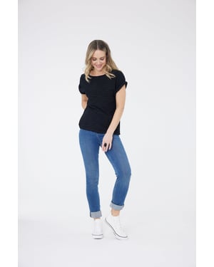 Maya T-shirt met structuur - Zwart