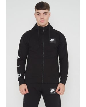 Nike Air Fleece Heren Zip Through Hoodie In Zwart