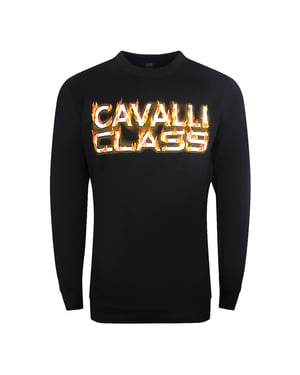 Cavalli Class Fire Logo Ontwerp Zwart Sweatshirt