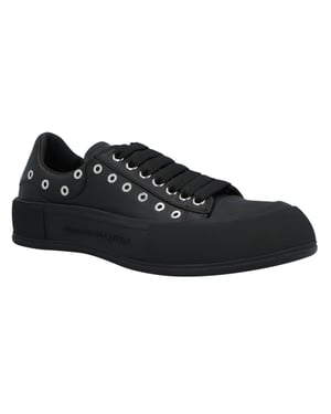 Alexander McQueen Heren Deck Plimsoll in Zwart/Zilver