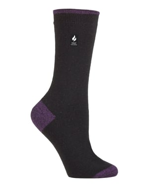 Heat Holders Dames Ultra Lite thermo geklede sokken - Zwart / Paars (Oia)