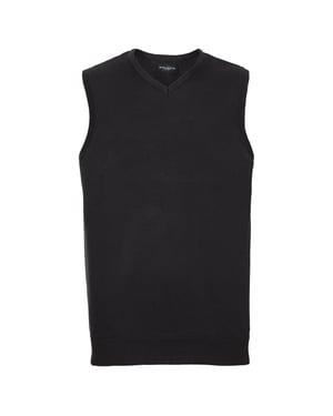 Russell Collection Heren Katoen Acryl V Hals Mouwloos Sweatshirt (Zwart)