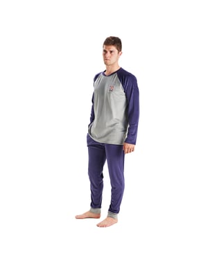 Fluwelen herenpyjama met lange mouwen en ronde hals MU3