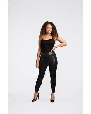 Alexis PU legging met zijpanelen - Zwart