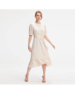 Viscose blouse-jurk met donzige zoom