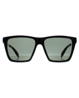 Alexander McQueen AM0352S 002 glanzend zwart en zilver groen grijs zonnebril