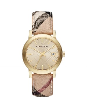 Burberry BU9026 The City Champagne Dial Check Strap dameshorloge