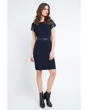 Jurk met Kunstleren Details