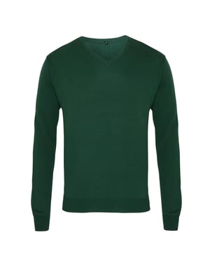 Premier Heren Gebreide V Hals Sweater Top (Fles groen)