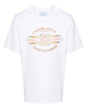 Casablanca Eenheid is macht T-shirt met opdruk in wit