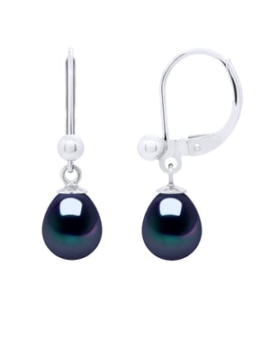 Oorbellen van 925 Zilver en Echt Gecultiveerde Zoetwaterparels Peer 7-8 mm