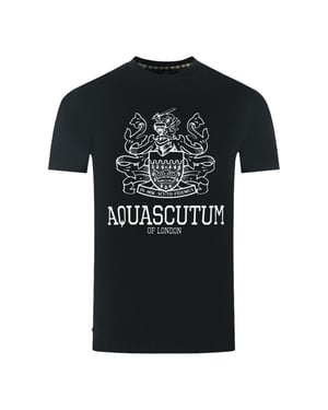 Aquascutum Large Bold London Aldis Brand Logo Black T-Shirt