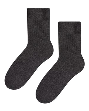 Steven - Heren Wol Kousen 1 Paar - Warme Gebreide Ribbel Kousen voor de Winter - Houtskool
