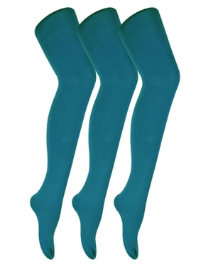 3 paar dames gekleurde ondoorzichtige 80 denier panty's - Groenblauw
