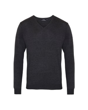 Premier Heren Gebreide V Hals Sweater Top (Houtskool)
