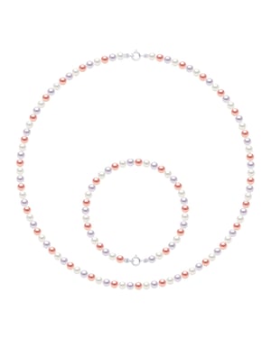 Set Halsketting Armband bestaat uit: Halsketting van Echte Gecultiveerde Zoetwaterparels Rond 4-5 mm