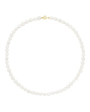Gouden Ketting - Rij van Echte Zoetwaterparels Barok 6-7 mm