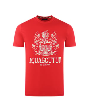 Aquascutum Large Bold London Aldis Brand Logo Red T-Shirt