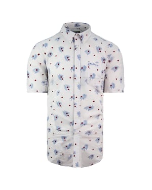 Ben Sherman Bedrukt Heren Wit Oxford Overhemd
