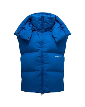 Gebroken wit Bouce gilet met capuchon, pauwblauw donsjack
