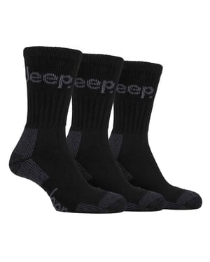 Heren 3 paar Jeep Cushion Sole Hiking werksokken - Zwart