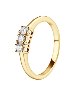 Ring Trilogy bezet met diamanten 0,24 Cts Claws Geel Goud 18 Karaat