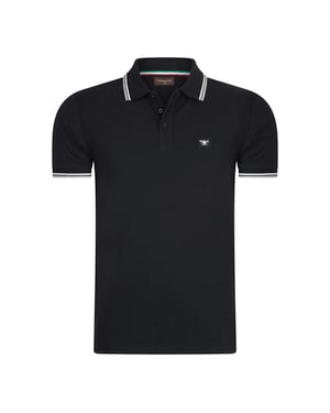 Cappuccino Italia Polo SS Polo Applique Pique Zwart