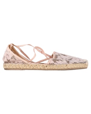 Valentino Garavani Bloemenkant Zelfstrik Espadrilles in Roze Polyester