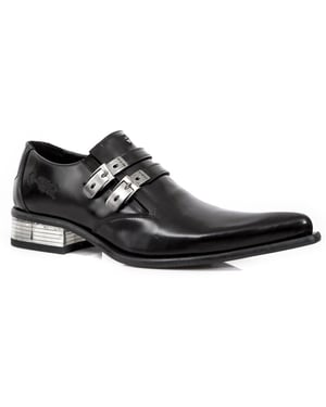 New Rock zwart lederen Newman schoenen met gesp - M-2246-S14