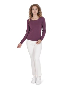 Crown Of Edinburgh Cashmere Damessweater Met Vierkante Hals Coe 0024 Bourgondiã‹