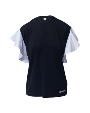 Burberry Gestreepte Oversized T-shirt met Rimpel Mouwen in Zwart Katoen