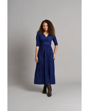 Sonia V Hals Wikkeljurk - Blauw Luipaard