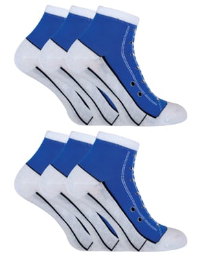 6 paar sneakersokken die op schoenen lijken - Blauw