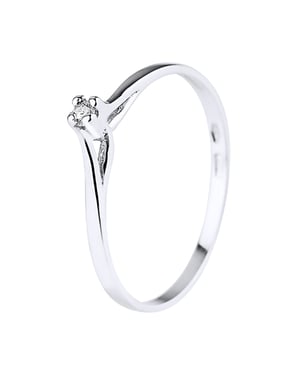 Solitaire Diamond 0,03 Cts White Gold Jewelry