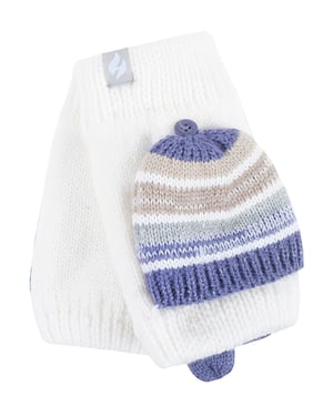 Heat Holders - Thermisch gebreide convertorhandschoen voor dames - Crème / Lila