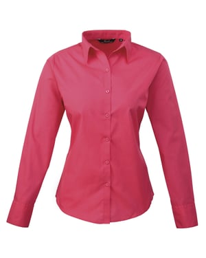 Premier Dames/Dames Popeline Blouse met Lange Mouwen (Heet Roze)