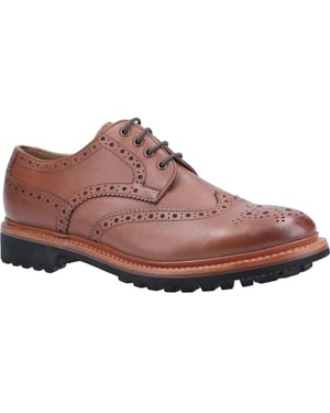 Cotswold Heren Quenington Commando Lace Up Dress Leather Shoe (Bruin)