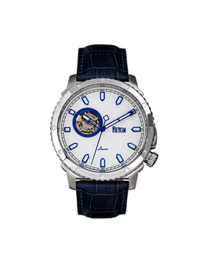 Reign Bauer automatisch semi-skelet lederen band horloge