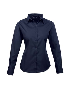 Premier Dames/Dames Popeline Blouse met Lange Mouwen (Marine)