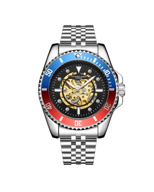 Met de hand gemonteerd, beperkt verkrijgbaar, automatisch Skeleton Sports Steel-horloge van Anthony James