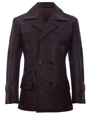 Cow Hide Dr Who Naval German Pea Coat leren jas