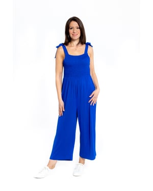 Mouwloze Jumpsuit met Rimpels - Blauw